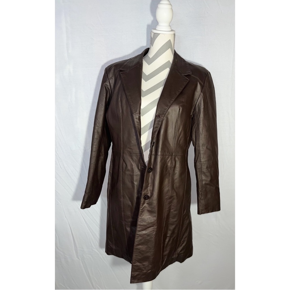Amazing retro genuine leather mid length jacket